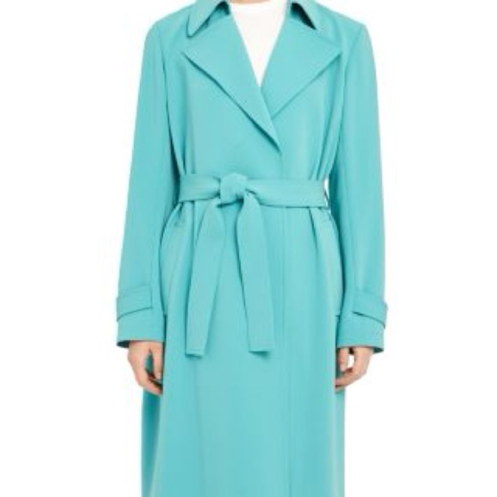 Theory Oaklane Belted Turquoise Trench Coat - Small